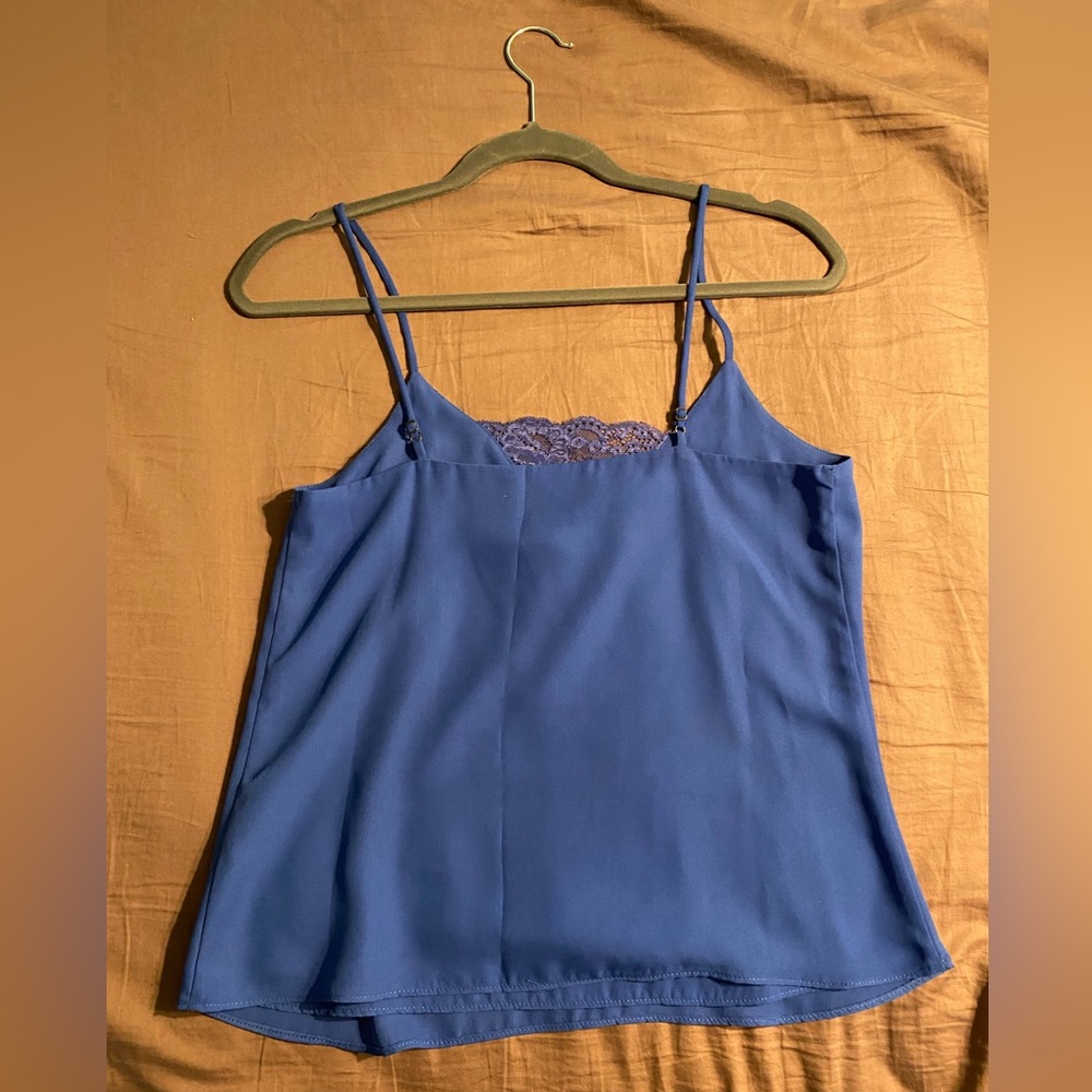 Melrose Market Cobalt Blue Silky Top - Picture 3 of 3